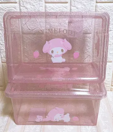 산리오 마이멜로디 뚜껑 포함 수납 케이스 딸기 S 사이즈 2점 세트