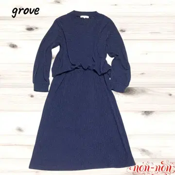 2206. 그로브/니트 원피스 [ M ] 네이비/타이트/스트라이프 원단