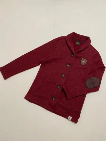 헌팅월드 가디건 보르도 M 니트 와인 레드