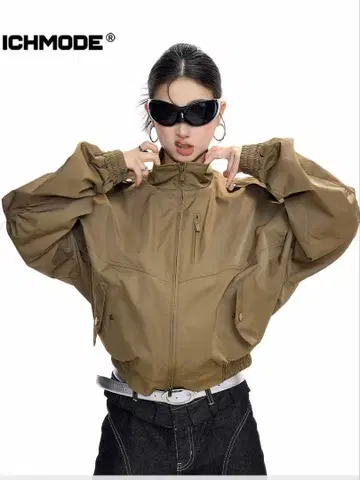 ICHMODE 카키 벌룬 실루엣 자켓