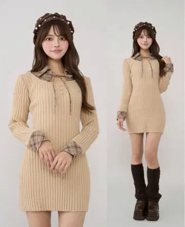 Darich 레이어드 니트 미니 원피스