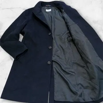 레어 XL 오리히카 스탠드 카라 울 스텐카라 코트 네이비 컬러 비즈니스