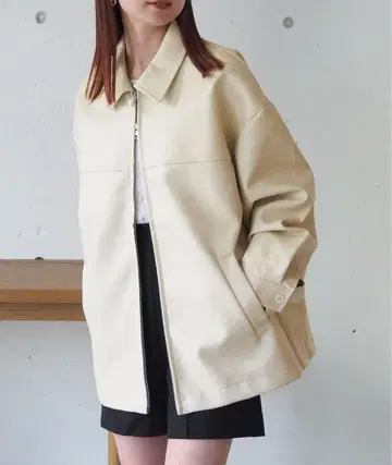 tiptop 인조 가죽 더블 지퍼 블루종