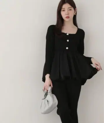 프로포션 바디 드레싱 벌룬 리브 니트 블랙 FR