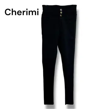 Cherimi 하이웨스트 슬림 레그 스키니 팬츠 블랙 M 사이즈