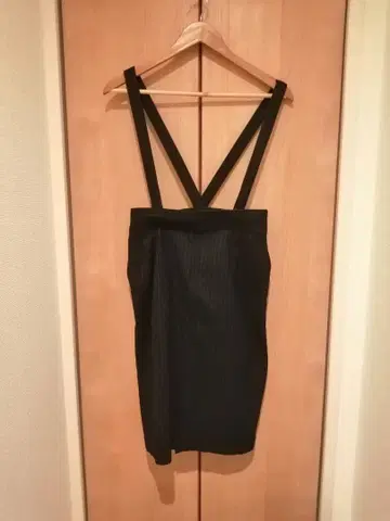 ROPE 로페 다크 그레이 스트라이프 서스펜더 스커트 38 일본제