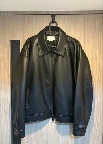 LAFUDGESTORE 오버핏 가죽 블루종