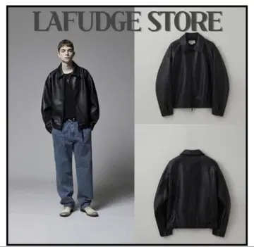 LAFUDGESTORE 오버핏 가죽 블루종