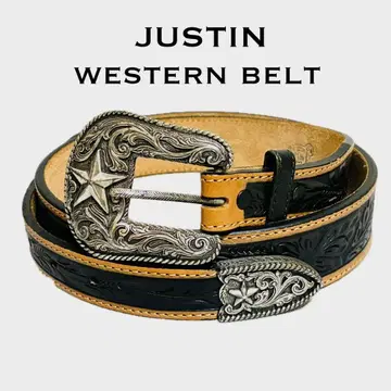 [새상품급] JUSTIN 저스틴 가죽 벨트 웨스턴 카빙