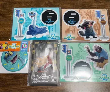 주토피아 캐릭터 5종 세트 아크릴 스탠드, 거울, 멀티 케이스