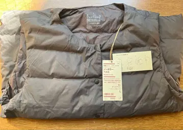 무인양품 L 다크 브라운 노카라 다운 베스트 새상품