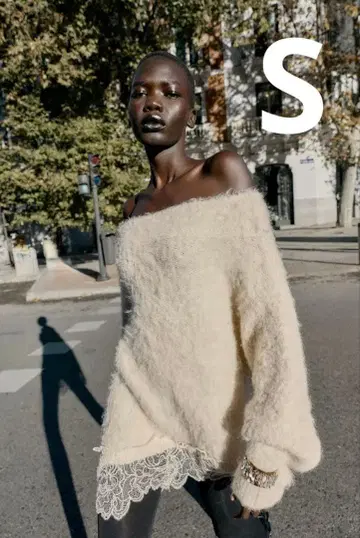 레이스 콤비 니트 스웨터