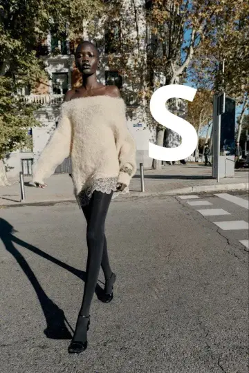 ZARA 레이스 콤비 니트 스웨터