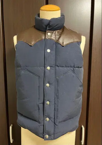 SUGAR CANE/슈가케인 가죽 요크 다운 베스트 네이비 S