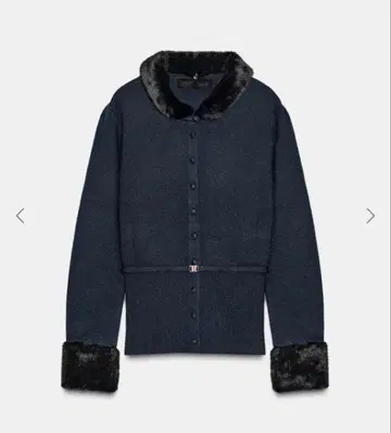 ZARA 퍼 네이비 니트 가디건