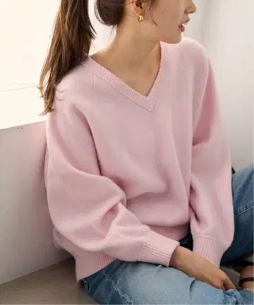 AQUA V넥 풀오버 핑크 택 포함 미사용 새상품