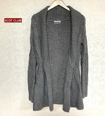 SCOT CLUB 숄카라 케이블 가디건 그레이