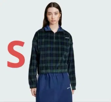 아디다스 코듀로이 타탄 체크 하프 지퍼 탑