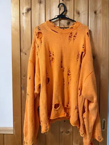 doublet 데미지 오렌지 니트 M