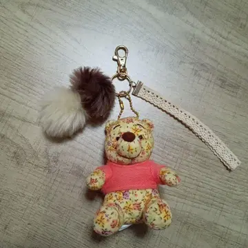디즈니 곰돌이 푸 꽃무늬 봉제 인형 스트랩