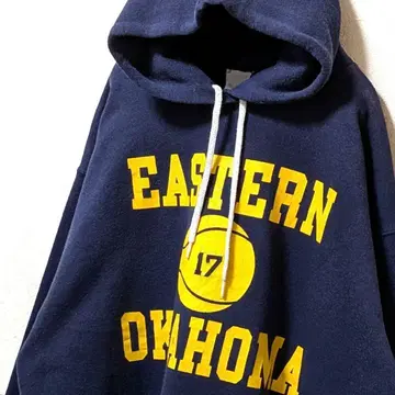 이스턴 오클라호마 17 로고 후드 맨투맨 네이비 네이비 컬러 구제 의류