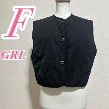 GRL 그레일 블랙 베스트 F 퀼팅 캐주얼 폴리 100%