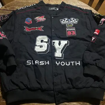 SLASH YOUTH 슬래시 다운 자켓 바시티 자켓 블랙 XL 사이즈