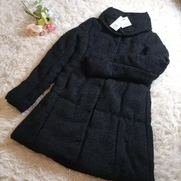 택 포함 새상품 립 서비스 트위드 충전솜 롱 코트 블랙 S 사이즈