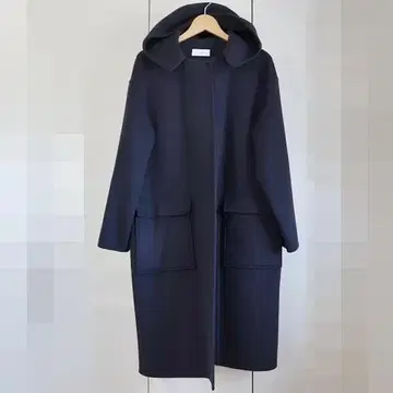 새상품급 ASTRAET W 페이스 후디드 롱 코트 네이비 정가 12만