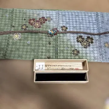 순수 실크 꽃잎 문양 옻칠 금가루 오비아게와 작가 허리띠 세트