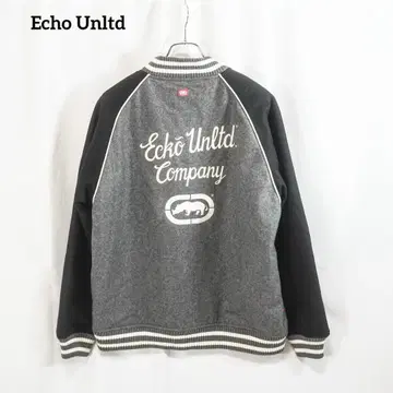 새상품급 Echo Unltd 바시티 자켓 로고 자수 그레이 x 블랙 L