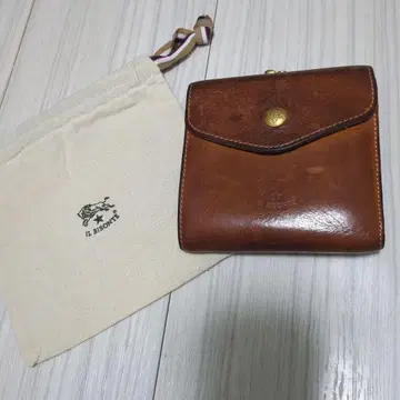IL BISONTE 가죽 브라운 접이식 지갑 가마구치