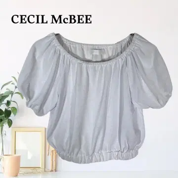 zB729 [ M ] CECIL McBEE 퍼프 슬리브 셔링 티셔츠