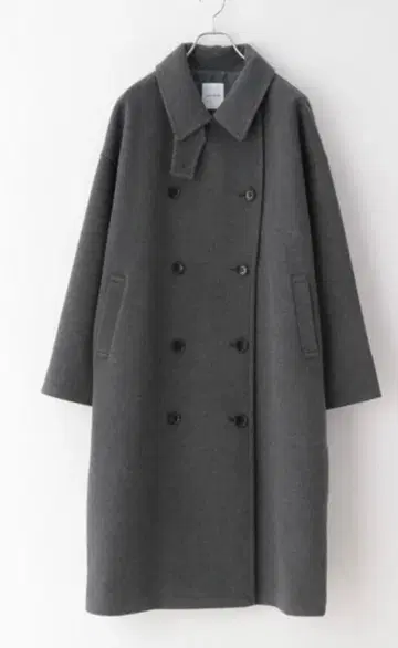 그레이 더블 브레스트 롱 코트