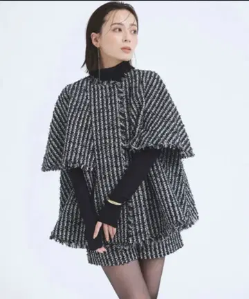 택 포함 새상품 2024AW anuans 아뉴앙스 트위드 케이프 자켓