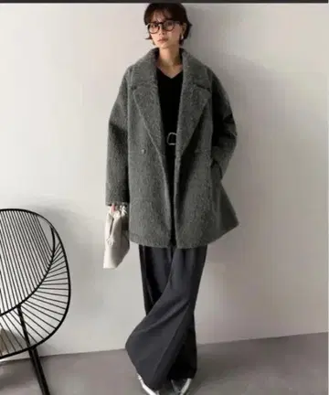 classicalelf 2way 샤기 더블 빅 칼라 자켓 코트