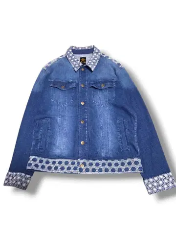 미야비유이 기하학 패턴 일본풍 패턴 데님 자켓 사이즈 M