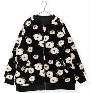 Lupilien 꽃무늬 보아 x 퀼팅 2WAY 블루종 블랙 플라워