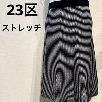 23구 니트 플레어 스커트 격자 무늬 새상품급 847