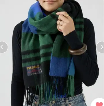 TWEEDMILL 대형 스톨 블루 체크 트위드밀 새상품 완판