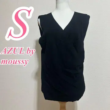 AZUL by moussy 블랙 베스트 S 슬릿 깔끔한 레이온