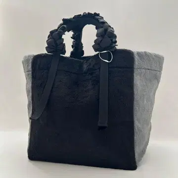 미사용품 LUDLOW 라드 로 인조 모피 토트 백 바이컬러