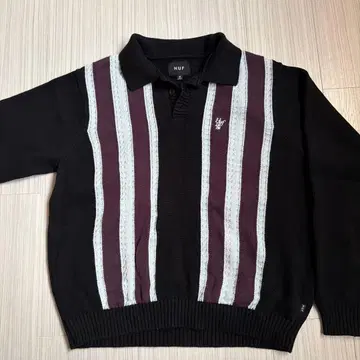 HUF 스트라이프 스웨터 M 사이즈 블랙/보라색