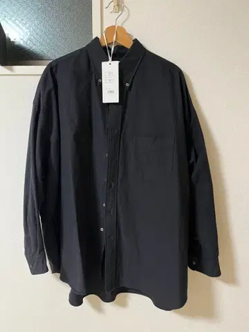 그라프 페이퍼 Oxford 블랙 오버 사이즈 셔츠 O/S