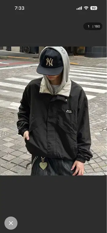 [새상품급] kutir 리버서블 나일론 드로 코드 숏 블루종