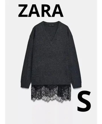 ZARA 자라 롱 레이스 콤비네이션 니트 스웨터