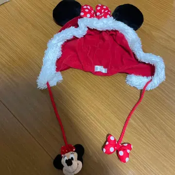 미니 마우스 캡 빨간색 도트 리본