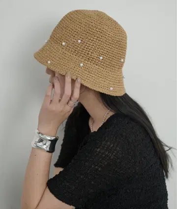 미사용 새상품 펄 스트로우 햇 밀짚모자