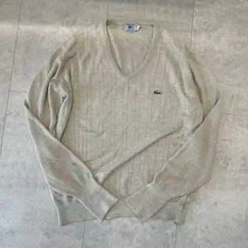 LACOSTE 라이트 그레이 V넥 니트