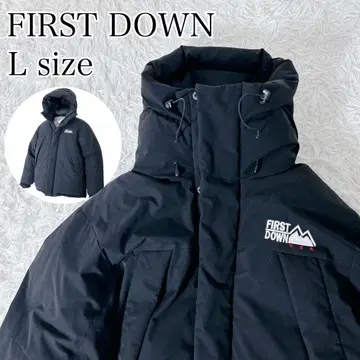 FIRST DOWN 패널 숏 다운 블랙 L 자수 로고 퍼스트 다운